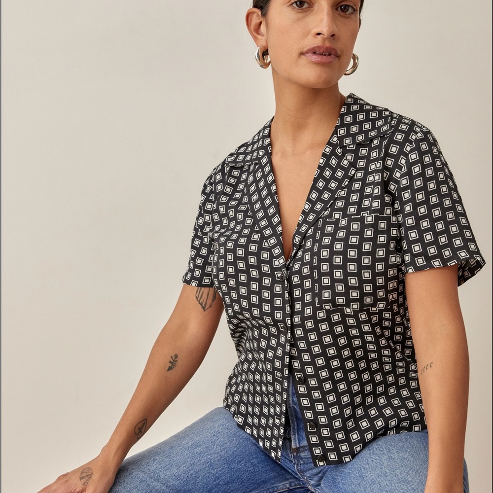 Reformation Cuba top in Giotto print XS